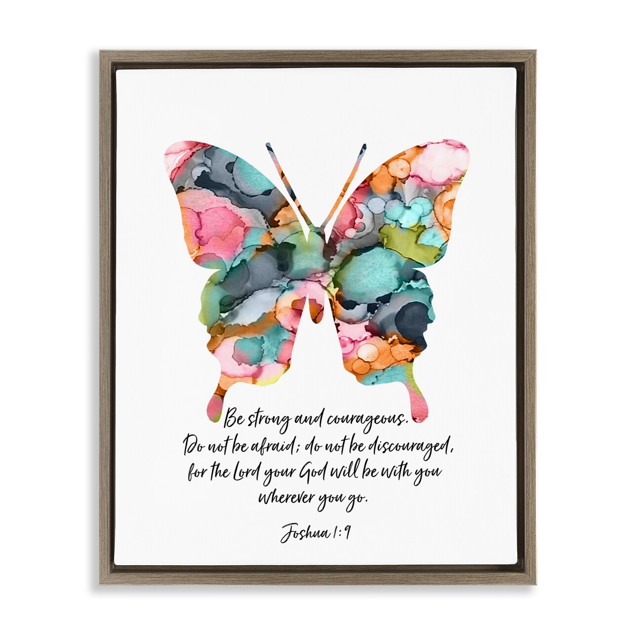 Stupell Industries Be Strong Joshua 1:9 Butterfly Floating Frame By Lisa Nohren